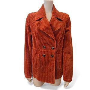CAbi Professor Peacoat Sz M Cognac/Burnt Orange 4123 Corduroy Blazer DB Pockets